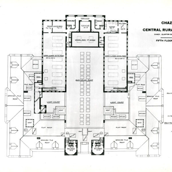 Blueprint for the fifth floor of Chazy Central Rural School.