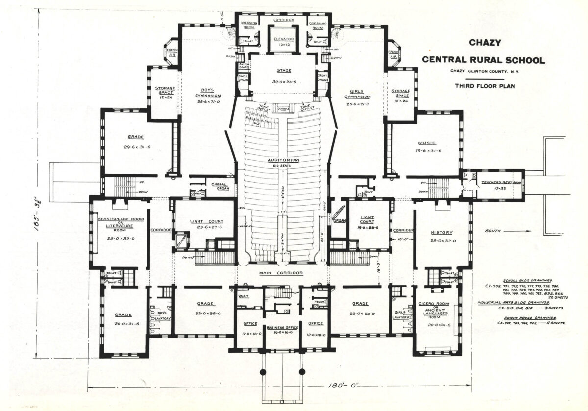 Blueprint for the third of Chazy Central Rural School.